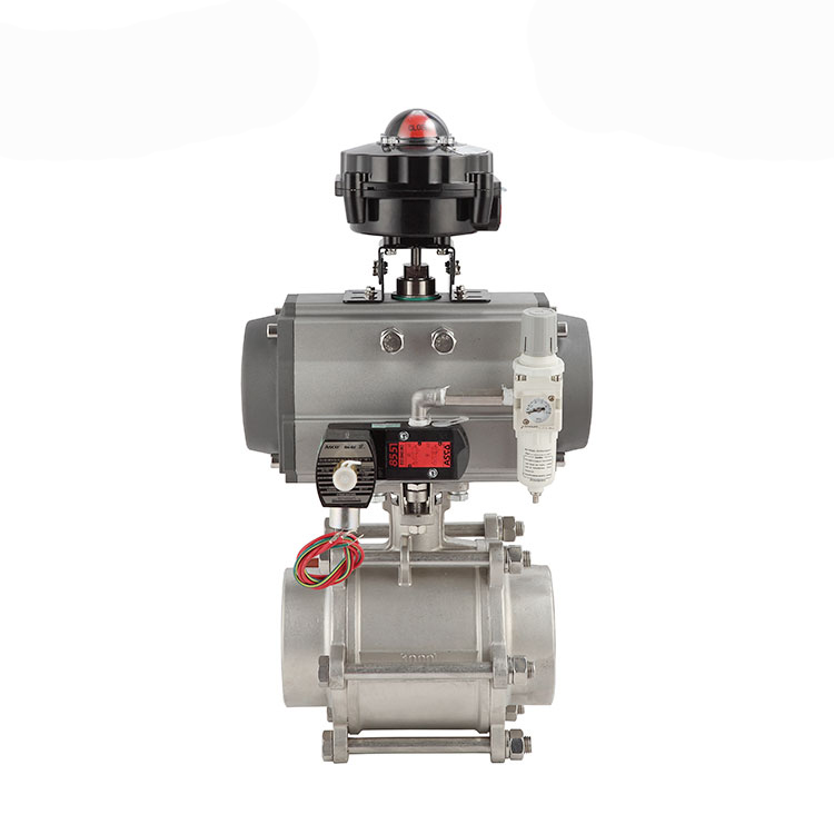 氣動三片式不銹鋼內螺紋球閥（含三聯(lián)件）